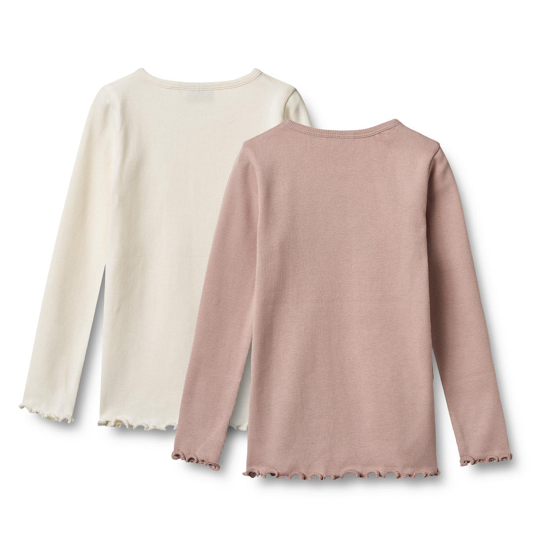 [Wheat]  2 Rib T-shirts L/S Ida -Rose Powder