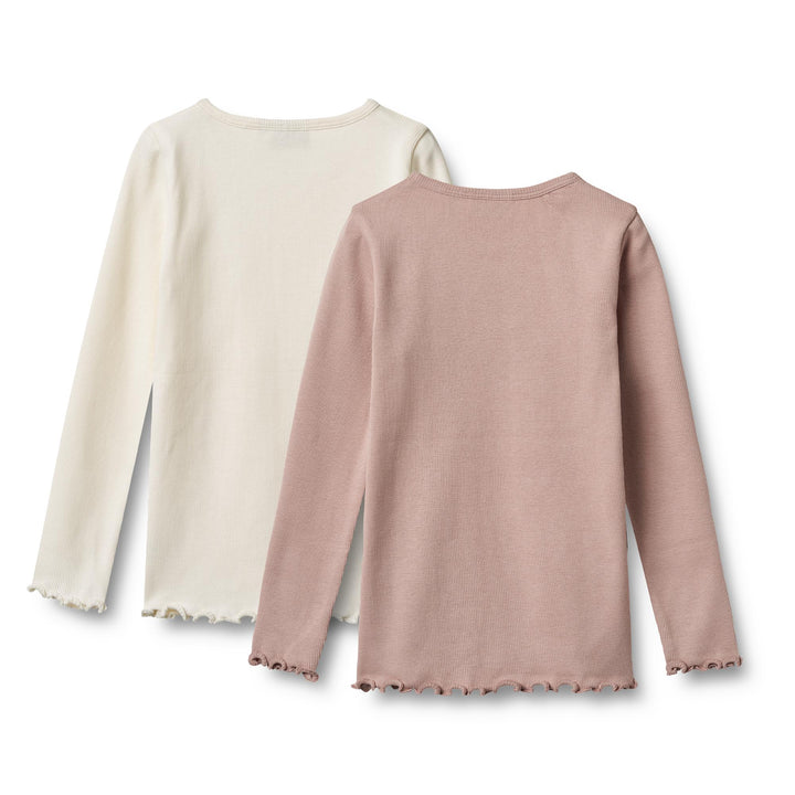 [Wheat]  2 Rib T-shirts L/S Ida -Rose Powder