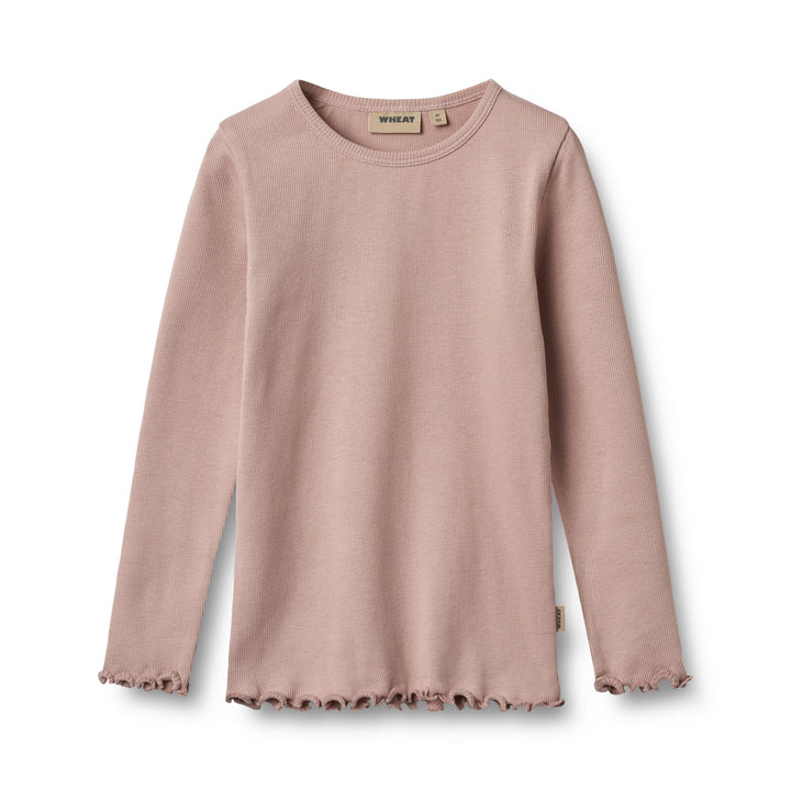[Wheat]  2 Rib T-shirts L/S Ida -Rose Powder