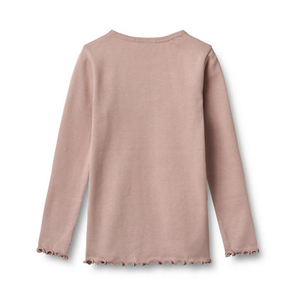 [Wheat]  2 Rib T-shirts L/S Ida -Rose Powder