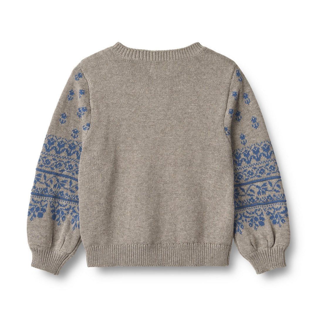 [Wheat] Jacquard Cardigan Vikki - Warm Grey Melange