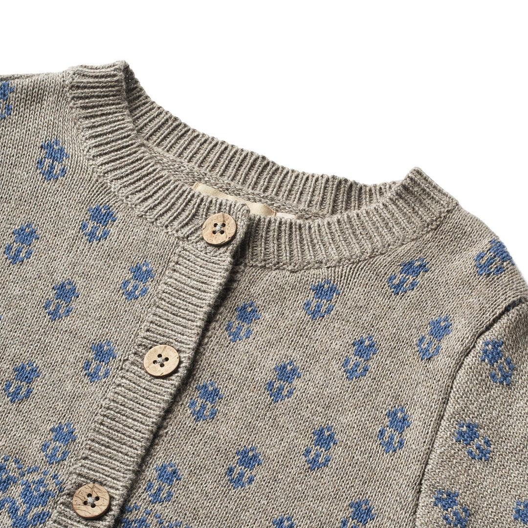 [Wheat] Jacquard Cardigan Vikki - Warm Grey Melange