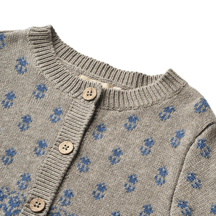 [Wheat] Jacquard Cardigan Vikki - Warm Grey Melange