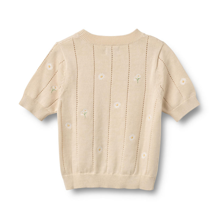 [Wheat]Knit Top S/S Malvina - Sandshell White Flowers