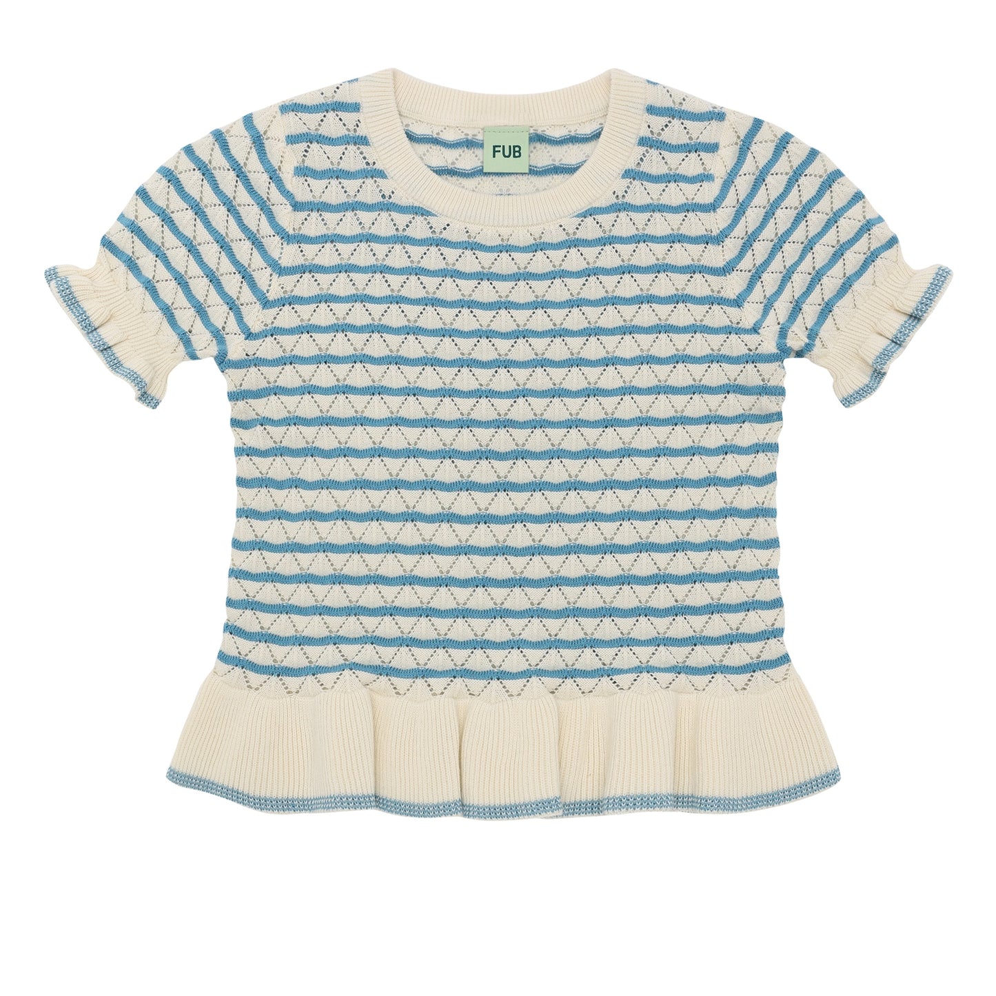 [Fub] Pointelle Tee - Ecru/Sea