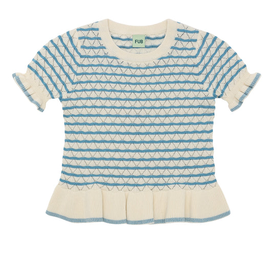 [Fub] Pointelle Tee - Ecru/Sea
