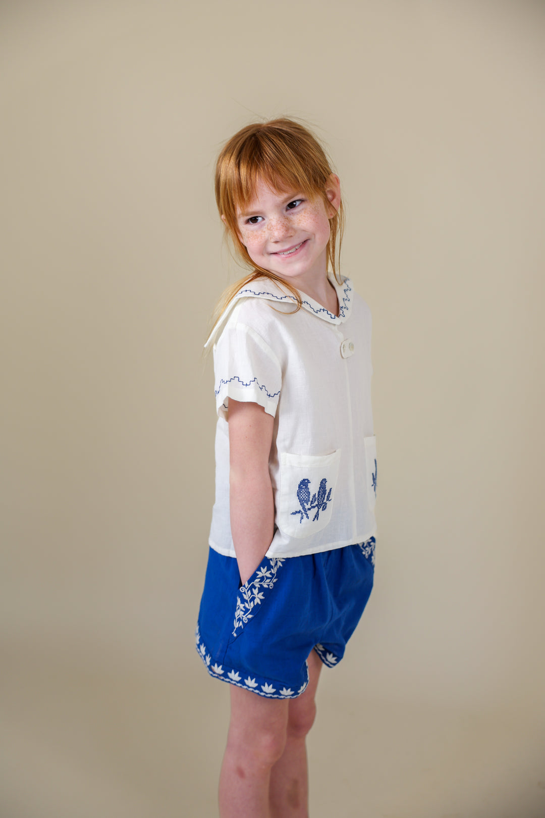 [Lali Kids] Paperbag Shorts - Aegean Blue