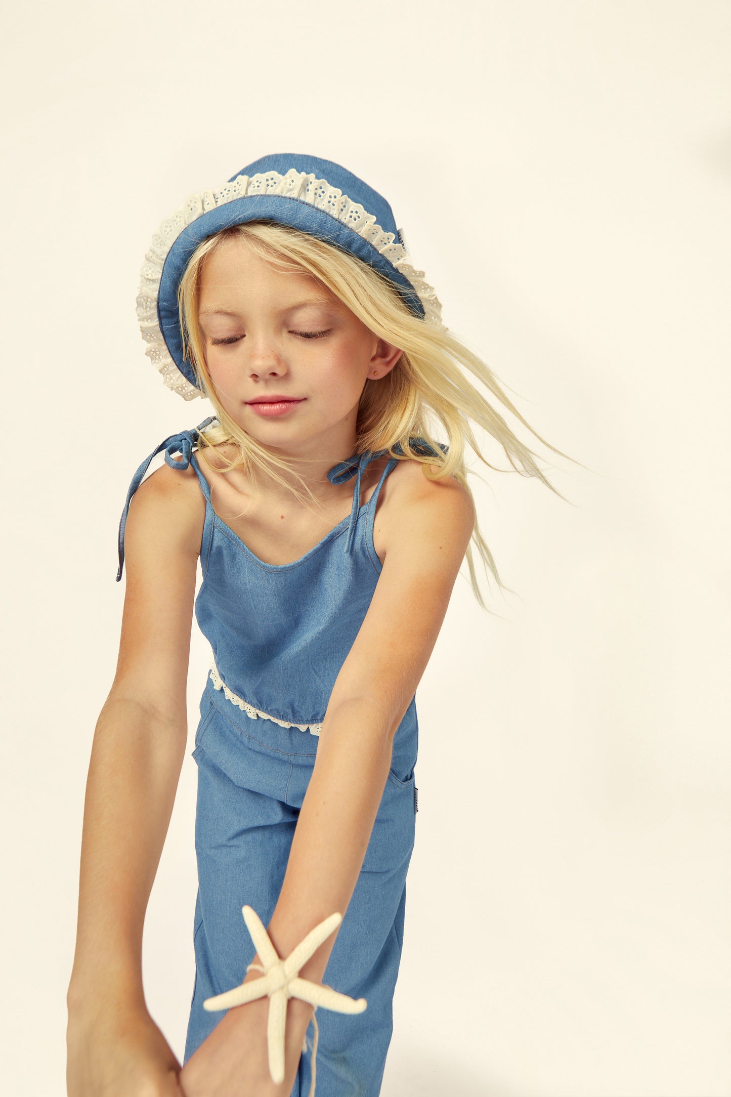 [Mipounet] Aroa Denim Top - Light Blue