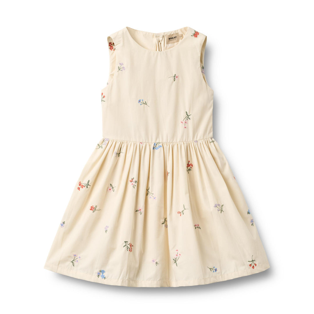 [Wheat] Dress Thelma - Ivory Embroidery Flowers