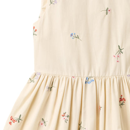 [Wheat] Dress Thelma - Ivory Embroidery Flowers