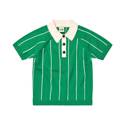 [Fub] Striped Polo - Basil / Ecru