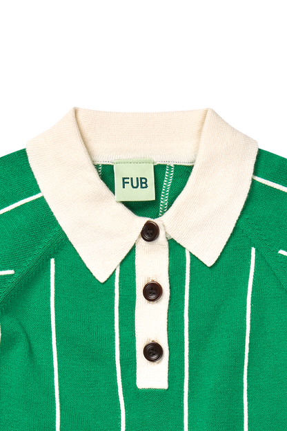 [Fub] Striped Polo - Basil / Ecru