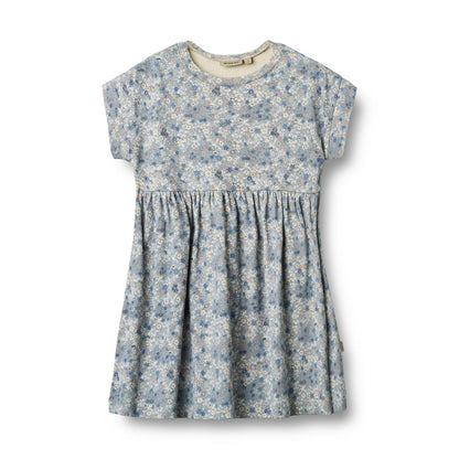 [Wheat] Jersey Dress S/S Emilie - Blue Summer Flowers