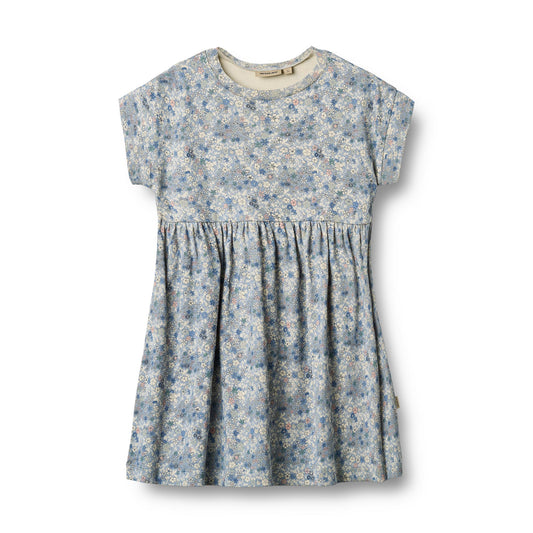 [Wheat] Jersey Dress S/S Emilie - Blue Summer Flowers