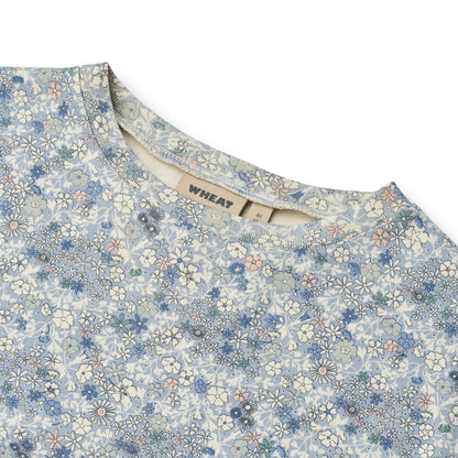 [Wheat] Jersey Dress S/S Emilie - Blue Summer Flowers