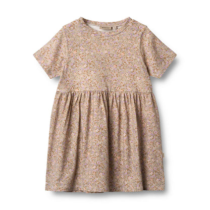 [Wheat] Jersey Dress Anna - Lilac Flower meadow