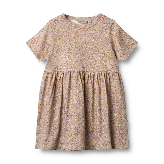 [Wheat] Jersey Dress Anna - Lilac Flower meadow