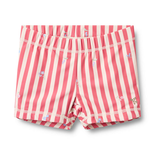 [Wheat]Swim Shorts Niki - Red Stripe Flowers