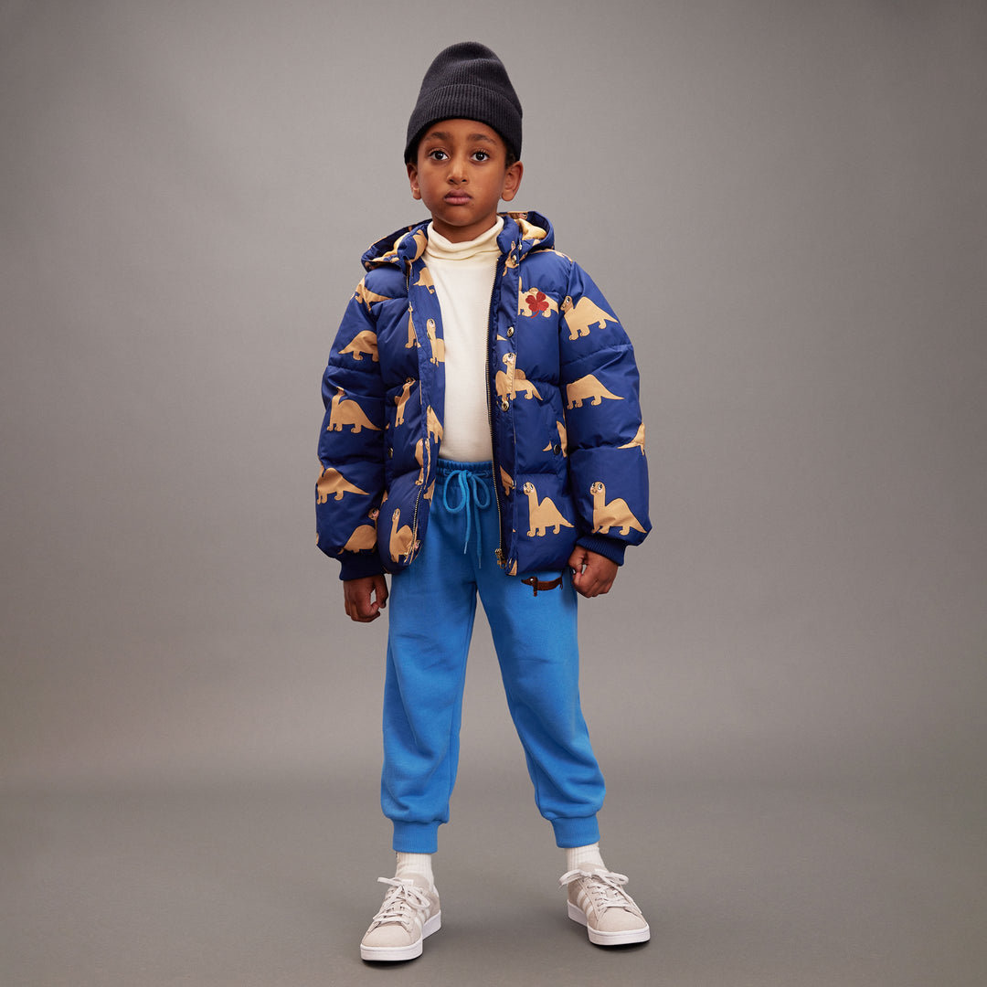 [Mini Rodini] Dinos aop hooded puffer - Blue