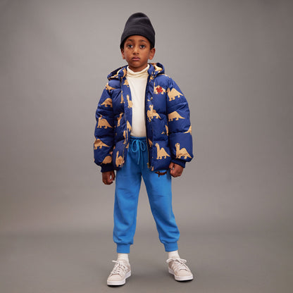 [Mini Rodini] Dinos aop hooded puffer - Blue
