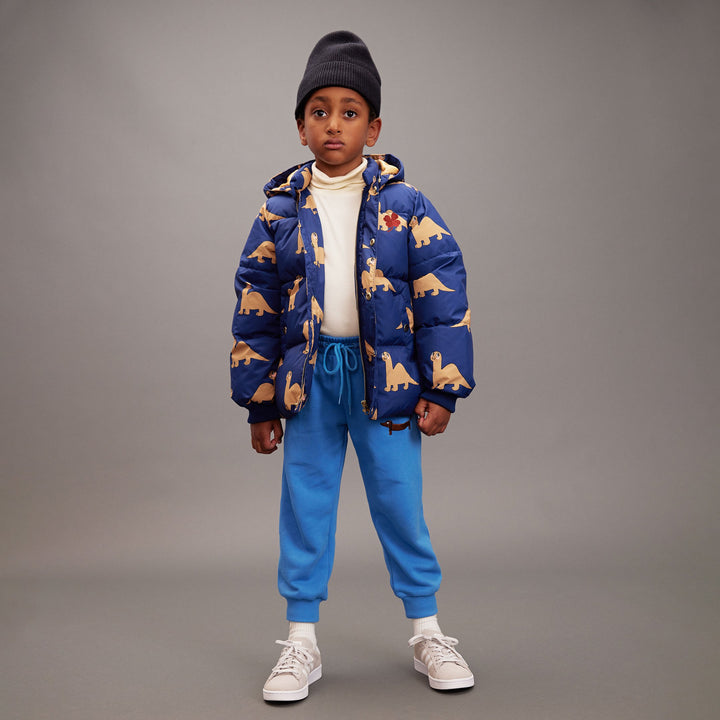 [Mini Rodini] Dinos aop hooded puffer - Blue