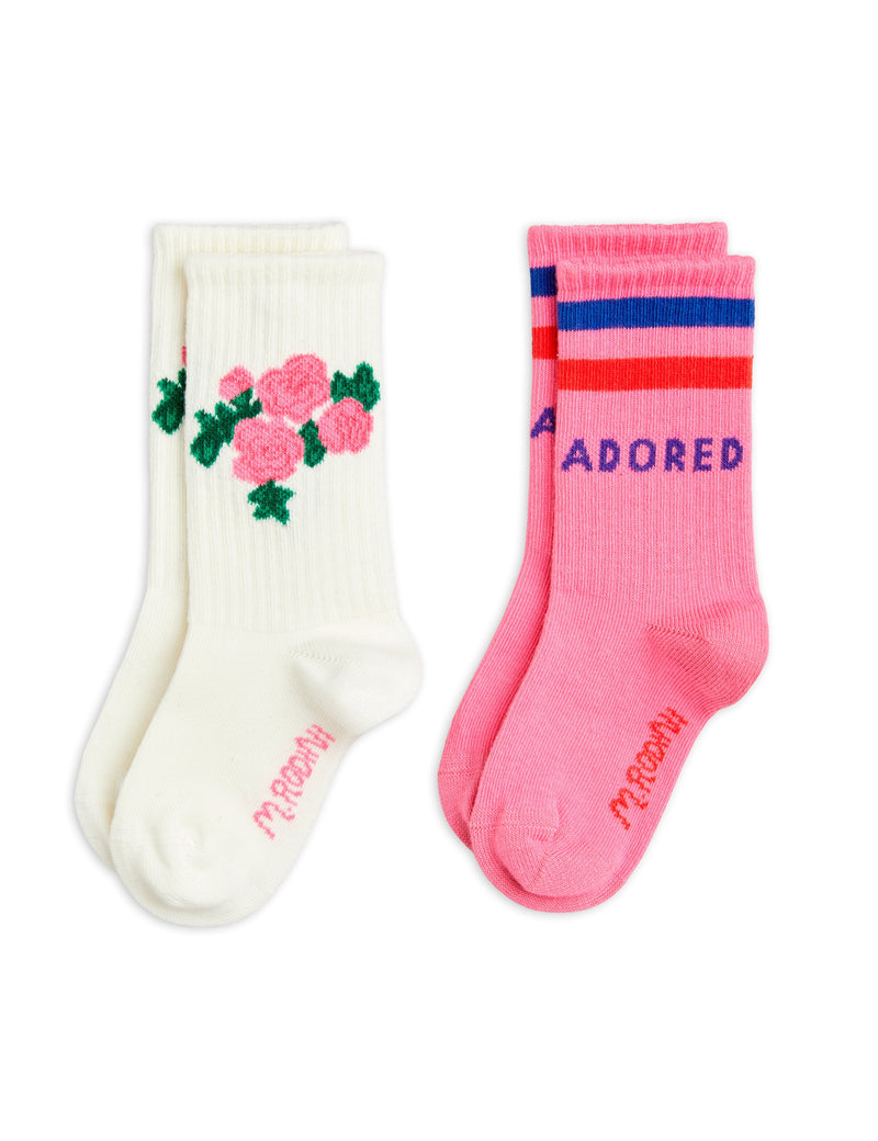 [Mini Rodini] Roses 2-pack socks - Pink