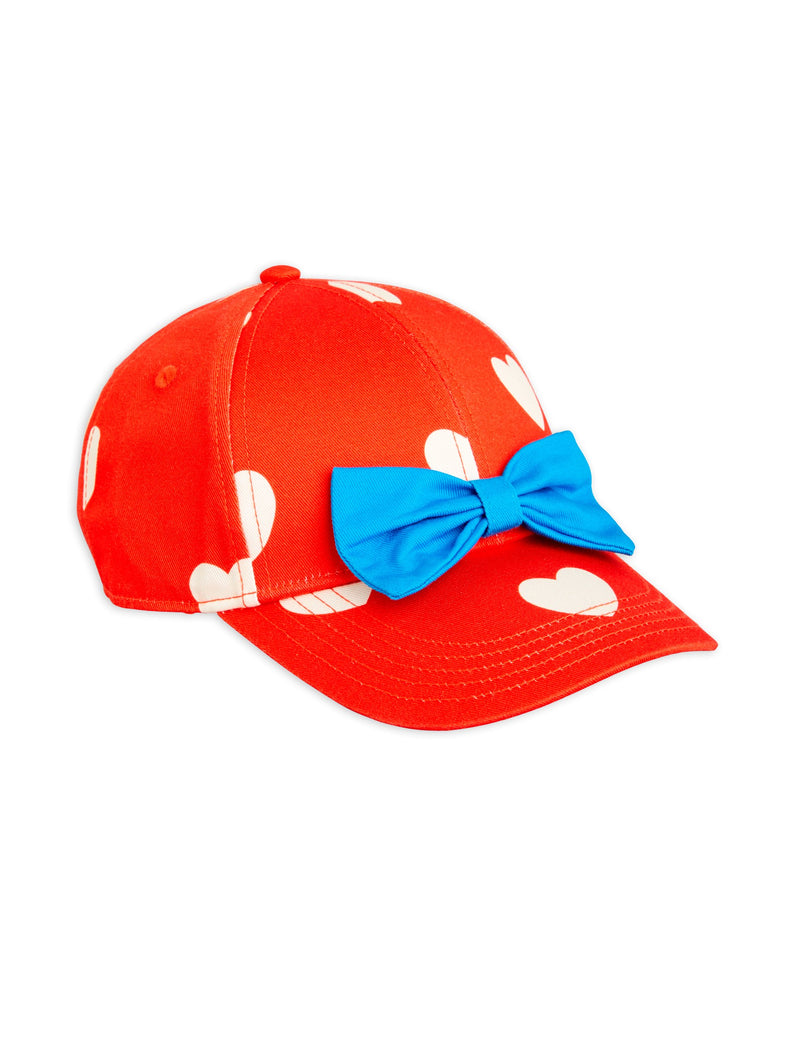 [Mini Rodini] Heart Aop Bow Cap -Red