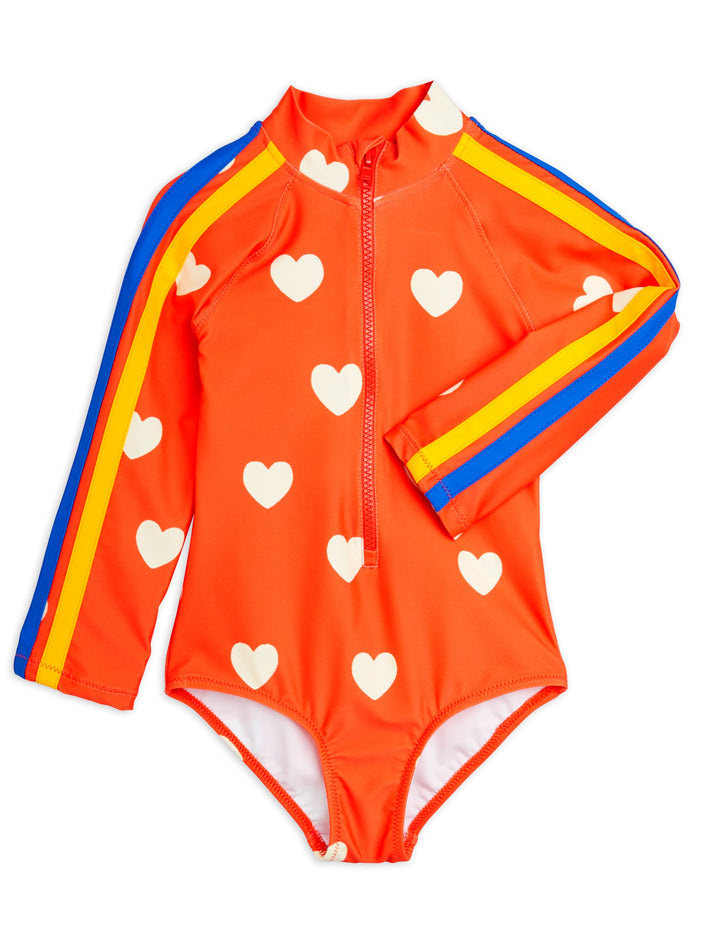 [Mini Rodini] Hearts Aop UV Swimsuit - Red