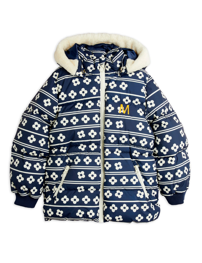 [Mini Rodini] Flowers Aop Hooded Puffer Jacket - Blue