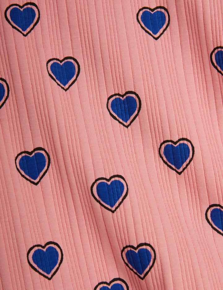 [Mini Rodini] Outlined Hearts Aop Ss Tee - Pink