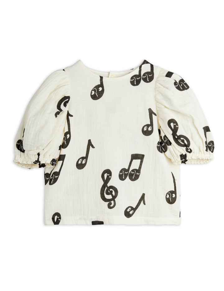 [Mini Rodini] Note Aop Muslin Blouse - White