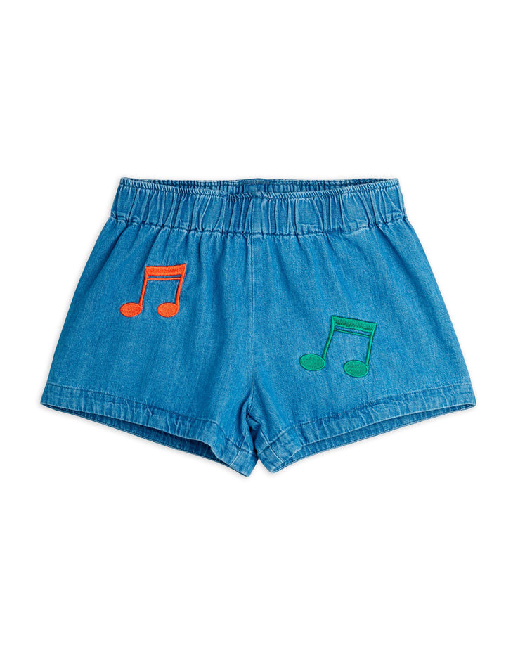 [Mini Rodini] Note Emb Lightweight Denim Shorts - Blue