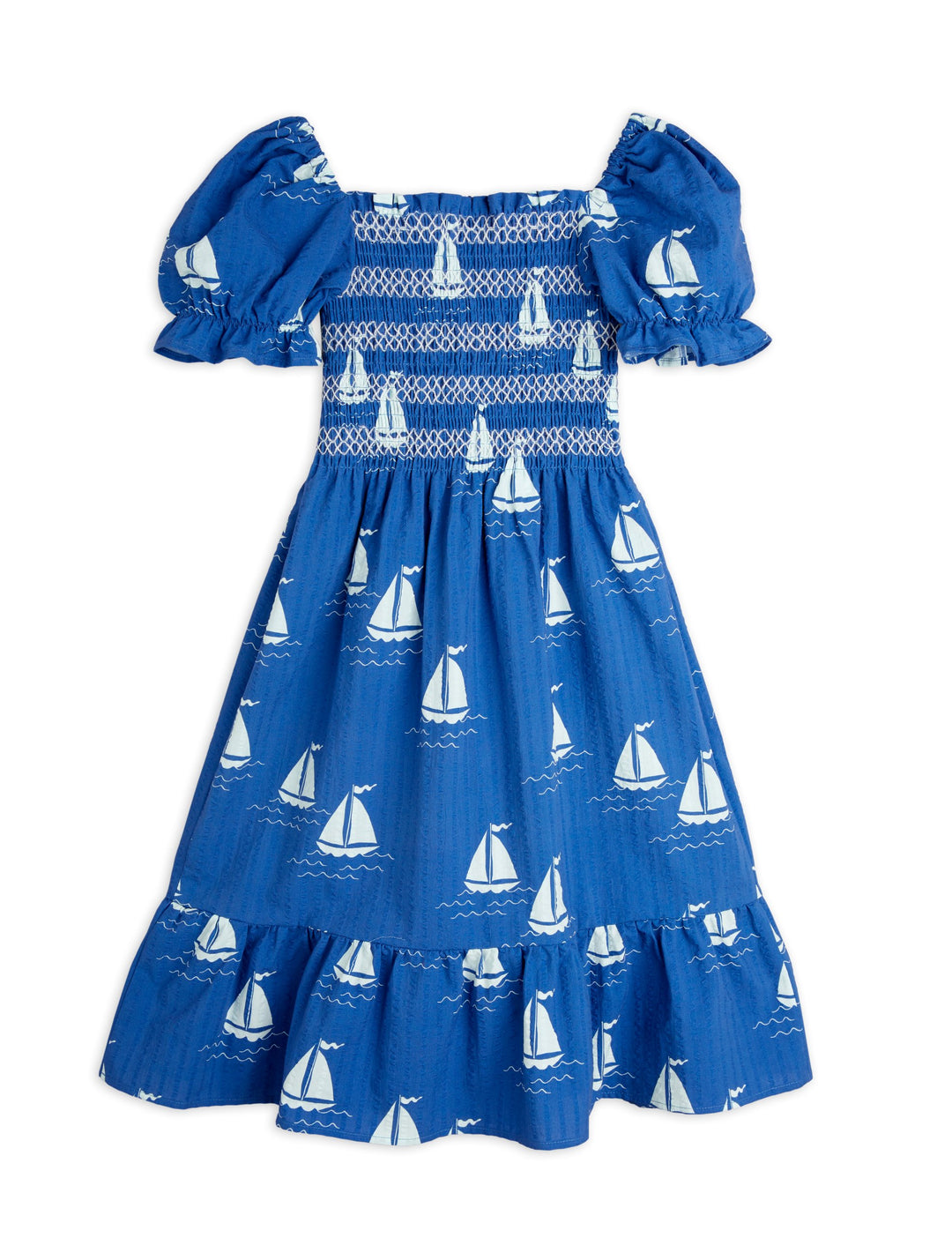 [Mini Rodini] Sailing Boats Aop Woven Smock Dress - Blue