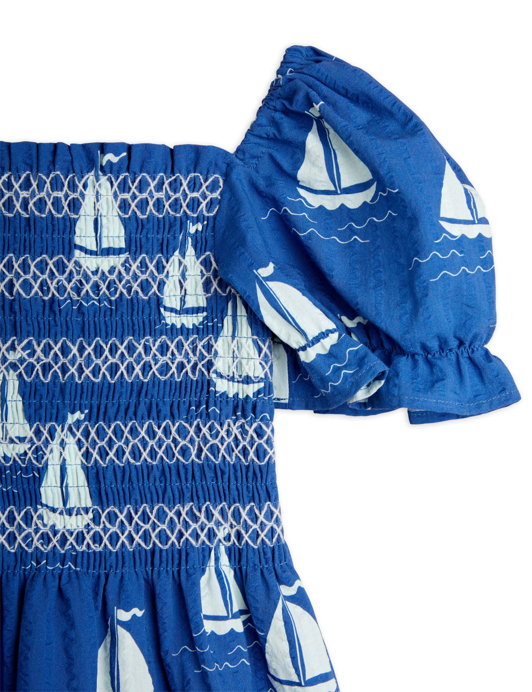 [Mini Rodini] Sailing Boats Aop Woven Smock Dress - Blue