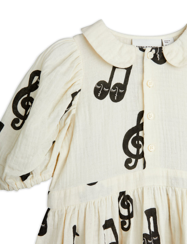 [Mini Rodini] Note Aop Muslin Ss Dress - White