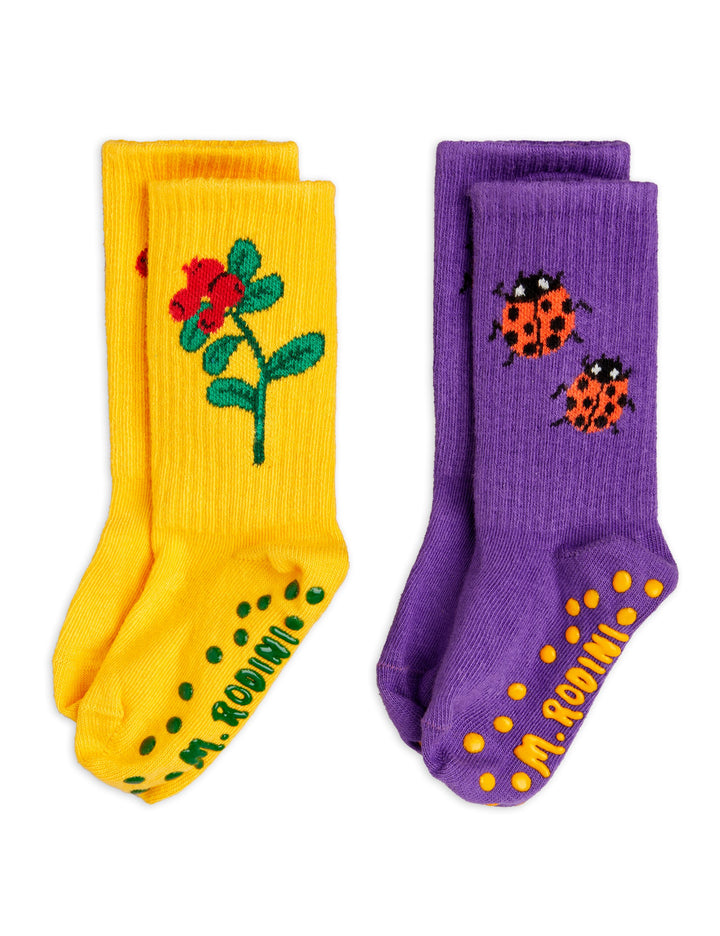 [Mini Rodini] Lingonberries 2- Pack Anti Slip Socks -Multi