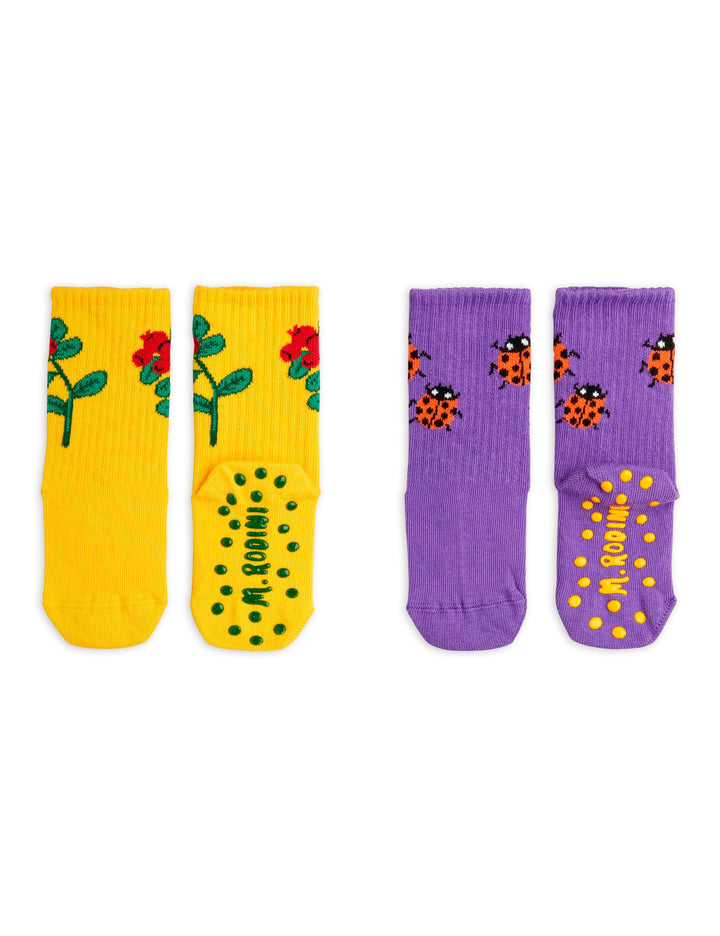 [Mini Rodini] Lingonberries 2- Pack Anti Slip Socks -Multi