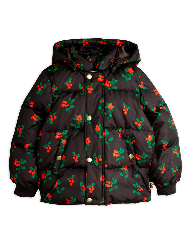 [Mini Rodini]Lingonberries aop hooded puffer - Black