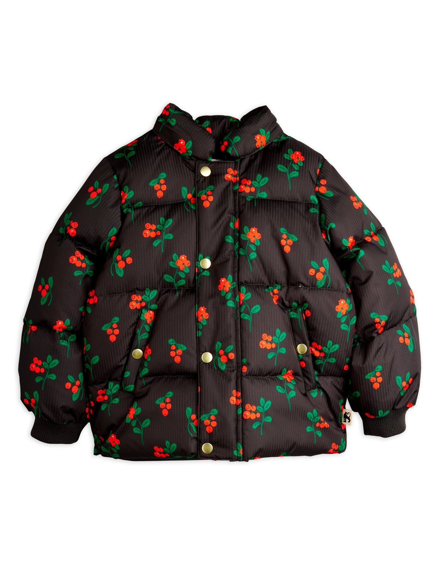 [Mini Rodini]Lingonberries aop hooded puffer - Black
