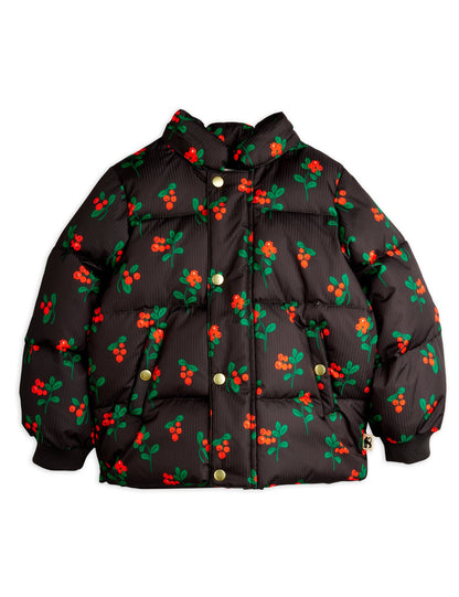 [Mini Rodini]Lingonberries aop hooded puffer - Black