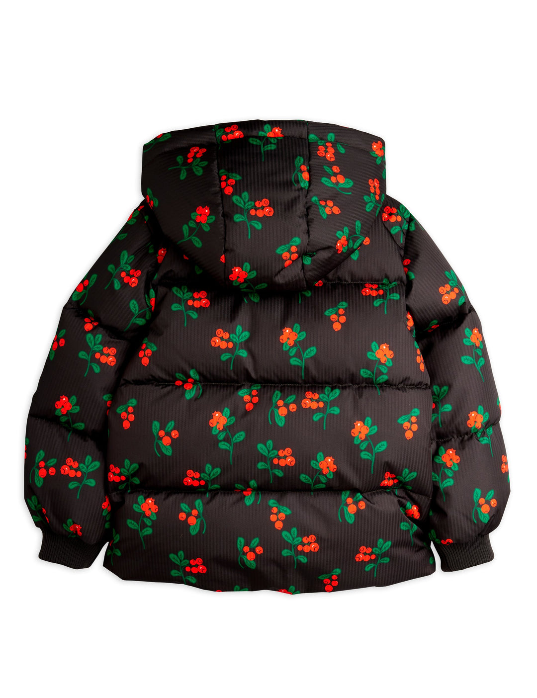 [Mini Rodini]Lingonberries aop hooded puffer - Black