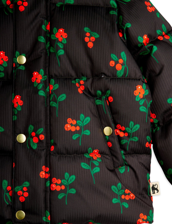 [Mini Rodini]Lingonberries aop hooded puffer - Black