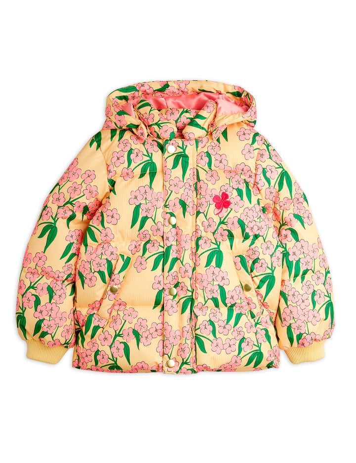 [Mini Rodini] Alpine Flowers Aop Hooded Puffer - Yellow