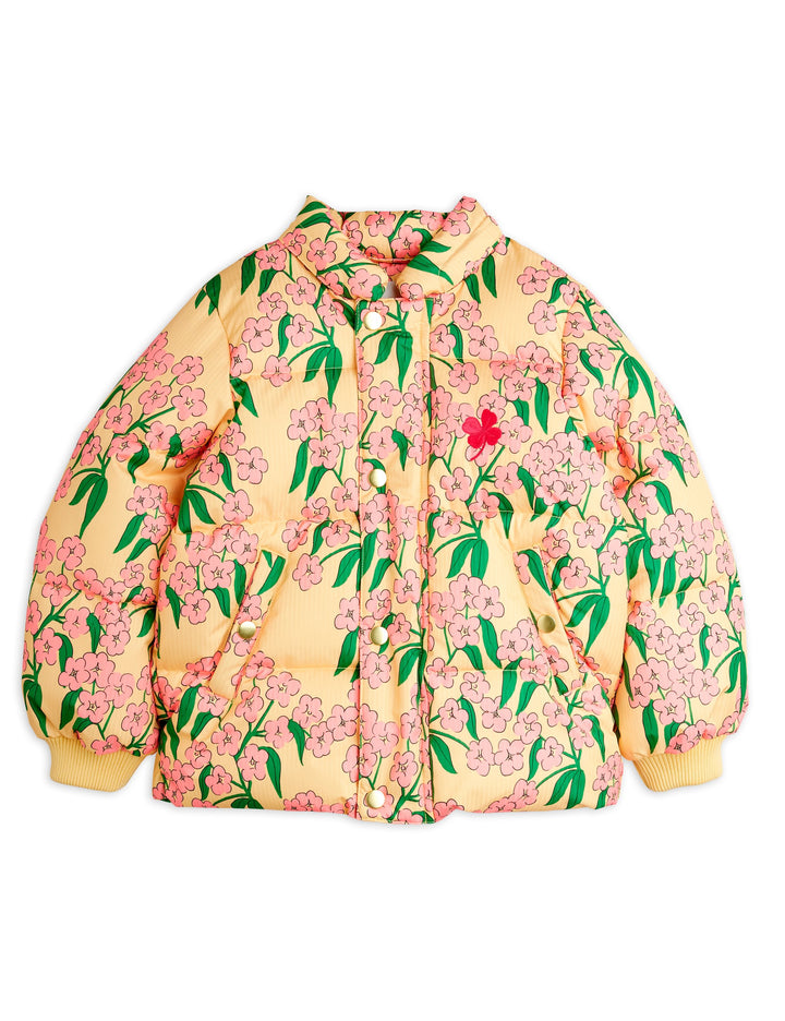 [Mini Rodini] Alpine Flowers Aop Hooded Puffer - Yellow