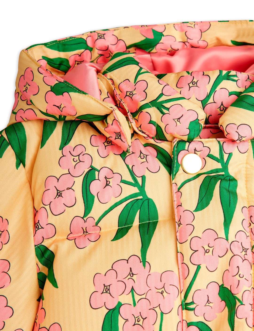[Mini Rodini] Alpine Flowers Aop Hooded Puffer - Yellow