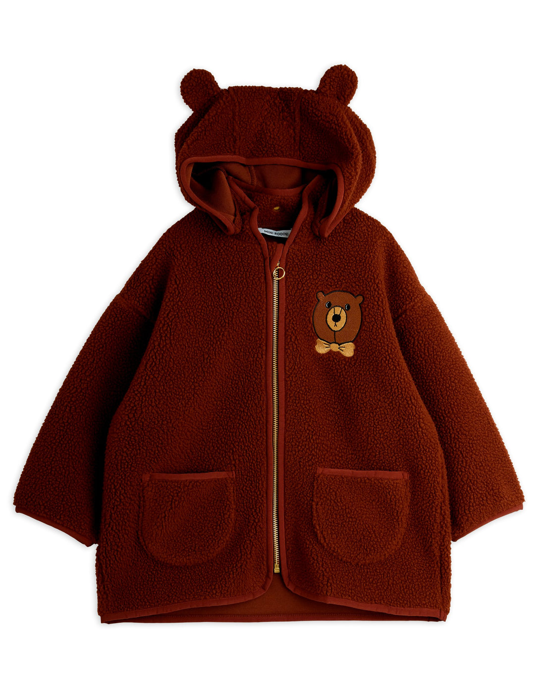 [Mini Rodini] Bear emb pile jacket - Brown