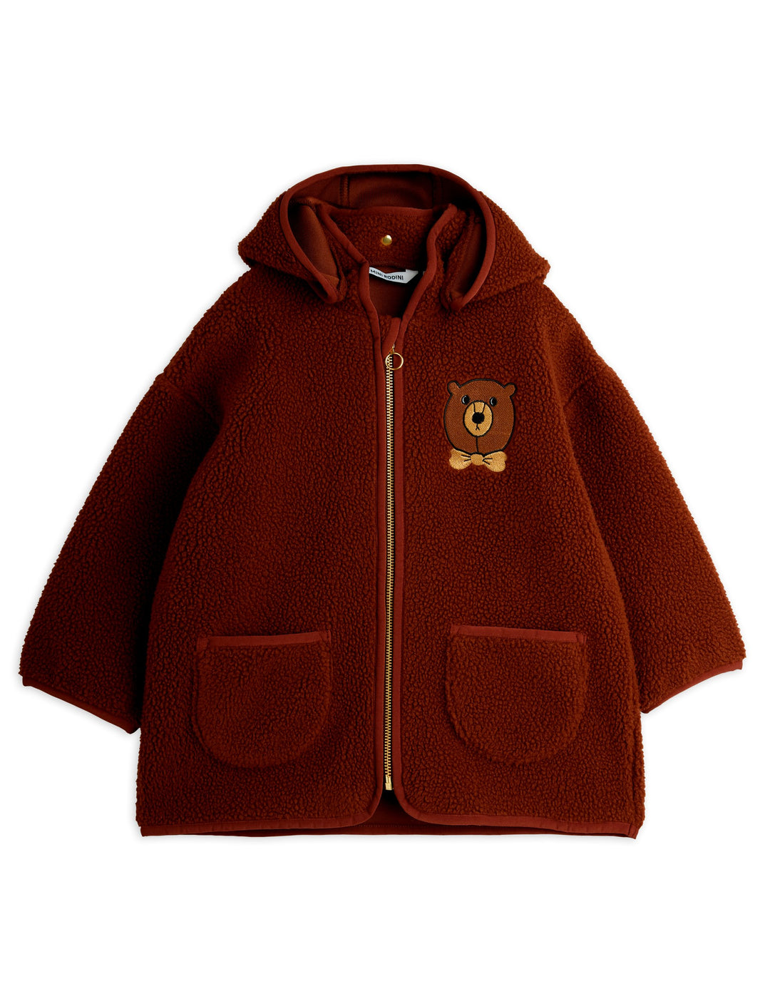 [Mini Rodini] Bear emb pile jacket - Brown