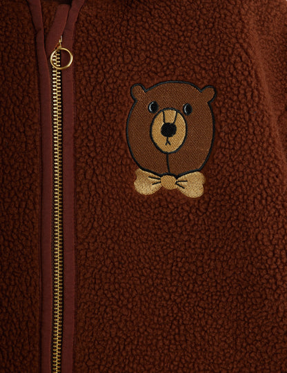 [Mini Rodini] Bear emb pile jacket - Brown