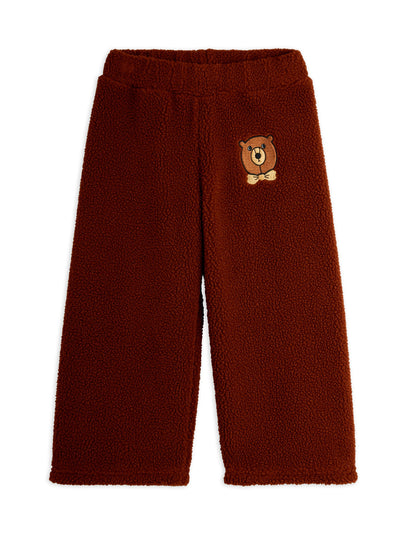[Mini Rodini] Bear emb pile trousers -Brown