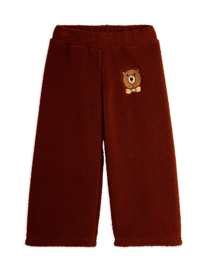 [Mini Rodini] Bear emb pile trousers -Brown